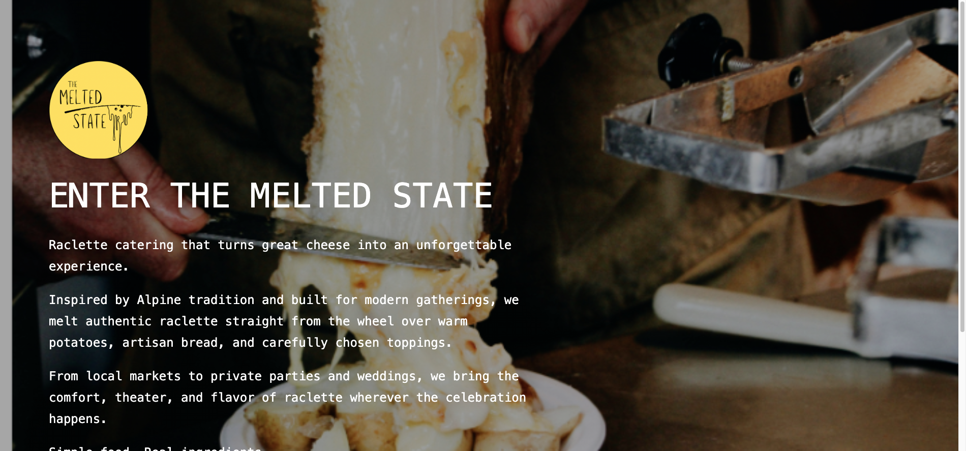 Screenshot of the archived old Melted State website